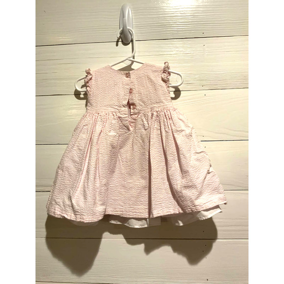 Laura Ashley Seersucker Smocked Dress  6/9 months - Picture 3 of 3